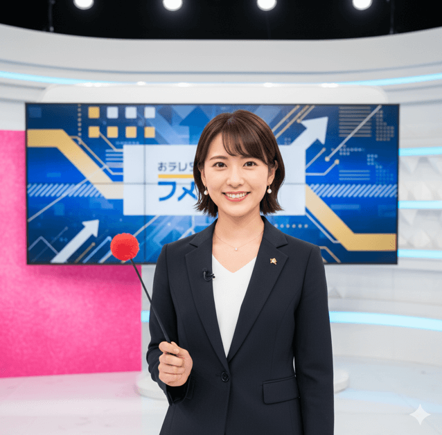 議論の場を冷静に進行する、日本人女性アナウンサーの「議長」としての役割を象徴する後ろ姿。